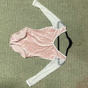 Pink velvet Yumiko leotard